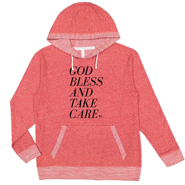 God Bless and Take Care Black Print Unisex French Terry Hooded Sweatshirt