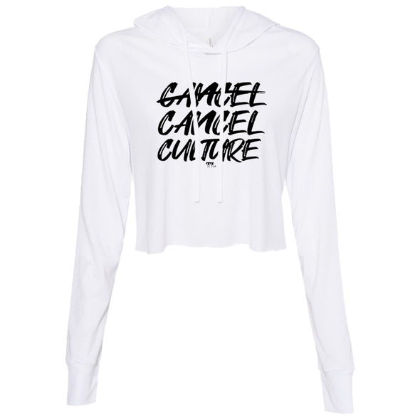 Cancel Cancel Culture Black Print Women's Thin Cropped Hooded Sweatshirt