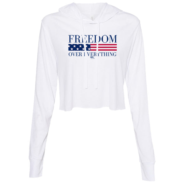 Freedom Over Everything Women's Thin Cropped Hooded Sweatshirt