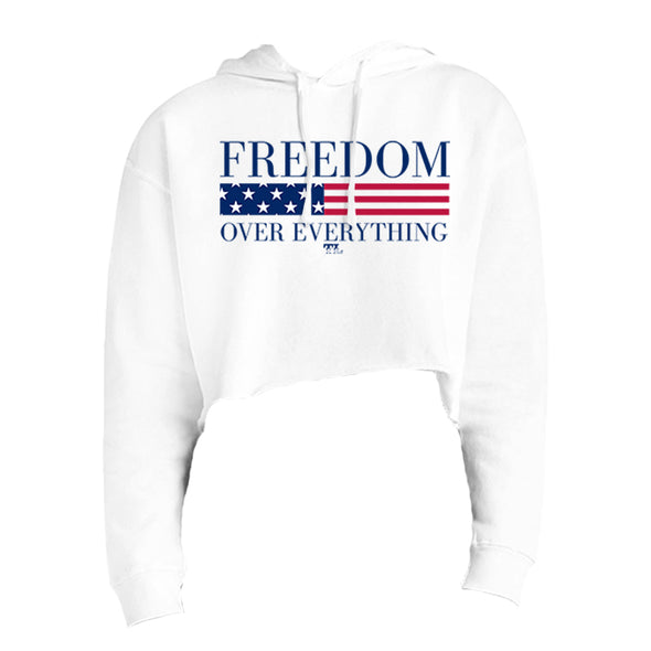 Freedom Over Everything Women's Fleece Cropped Hooded Sweatshirt