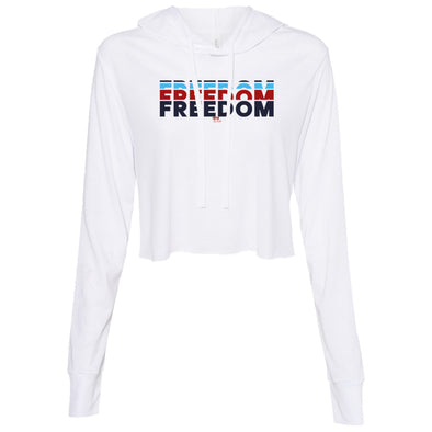 Freedom Retro Women's Thin Cropped Hooded Sweatshirt