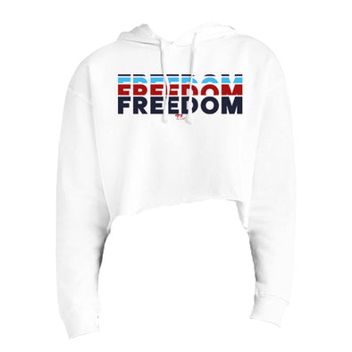Freedom Retro Women's Fleece Cropped Hooded Sweatshirt