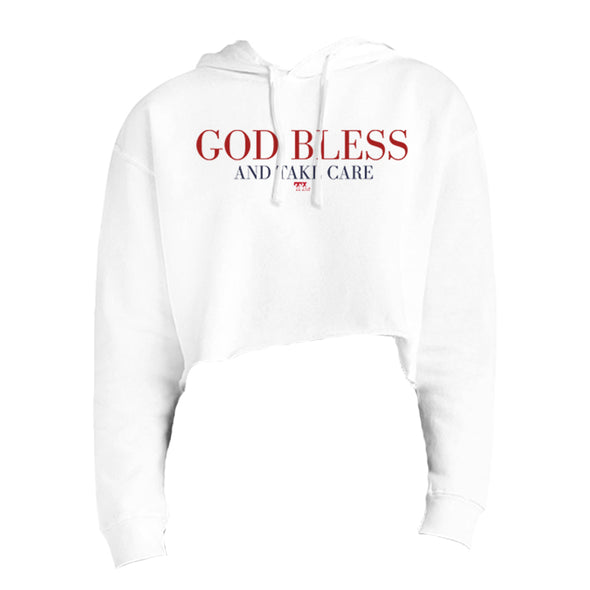 God Bless and Take Care Color Women's Fleece Cropped Hooded Sweatshirt