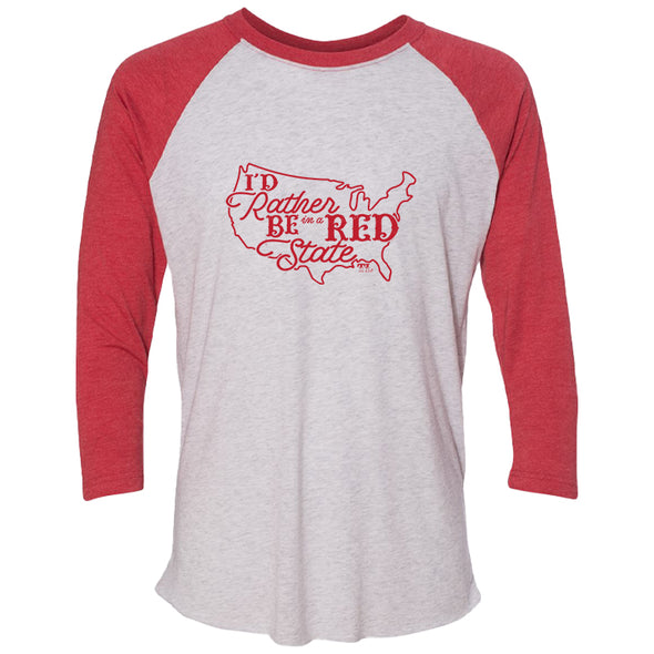 I'd Rather Be In A Red State Unisex Tri-Blend 3/4 Sleeve Raglan