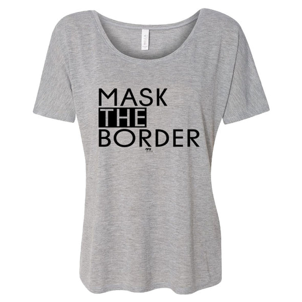 Mask The Border Black Women's Slouchy Scoop-Neck Tee