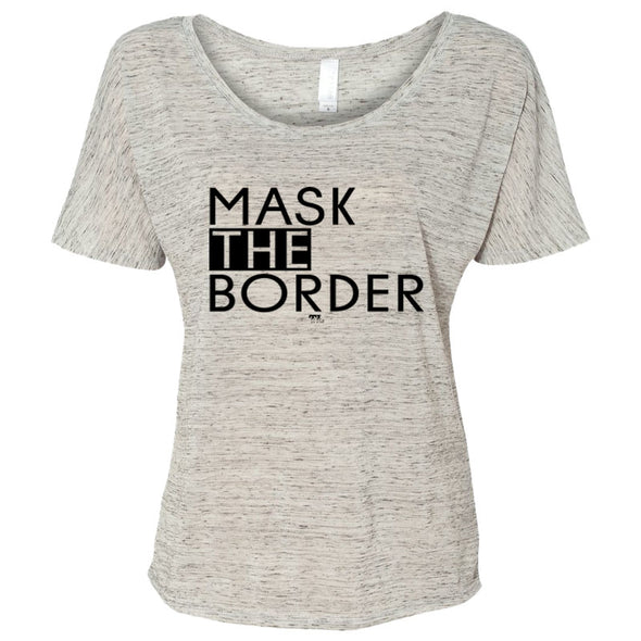 Mask The Border Black Women's Slouchy Scoop-Neck Tee