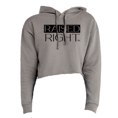 Raised Right Black Print Women's Fleece Cropped Hooded Sweatshirt