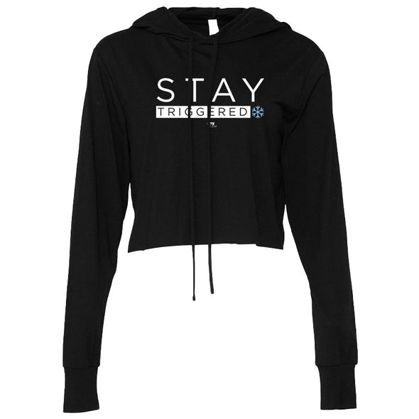 Stay Triggered Snowflake Women's Thin Cropped Hooded Sweatshirt