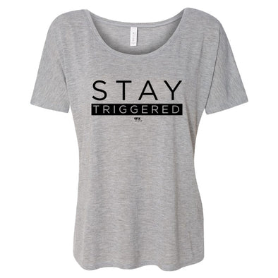 Stay Triggered Black Women's Slouchy Scoop-Neck Tee