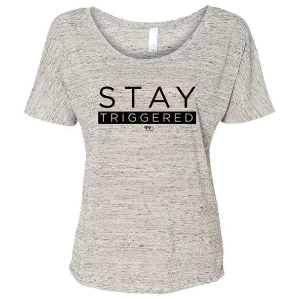 Stay Triggered Black Women's Slouchy Scoop-Neck Tee