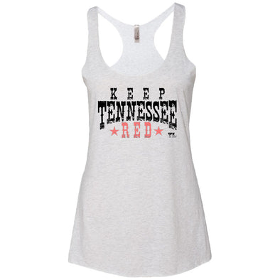 Keep Tennessee Red Black Print Women's Tri-Blend Racerback Tank