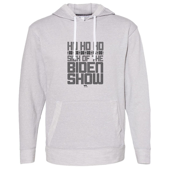 Ho Ho Ho Sick Of The Biden Show Black Print Unisex French Terry Hooded Sweatshirt