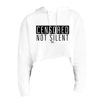 Censored Not Silent Black Print Women's Fleece Cropped Hooded Sweatshirt