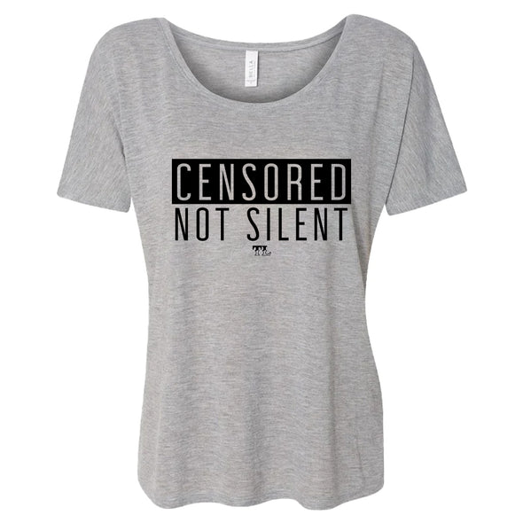 Censored Not Silent Black Print Women's Slouchy Scoop-Neck Tee