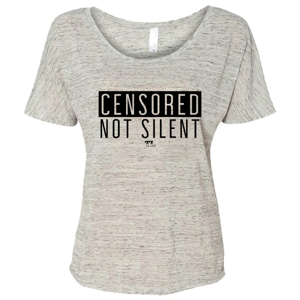 Censored Not Silent Black Print Women's Slouchy Scoop-Neck Tee